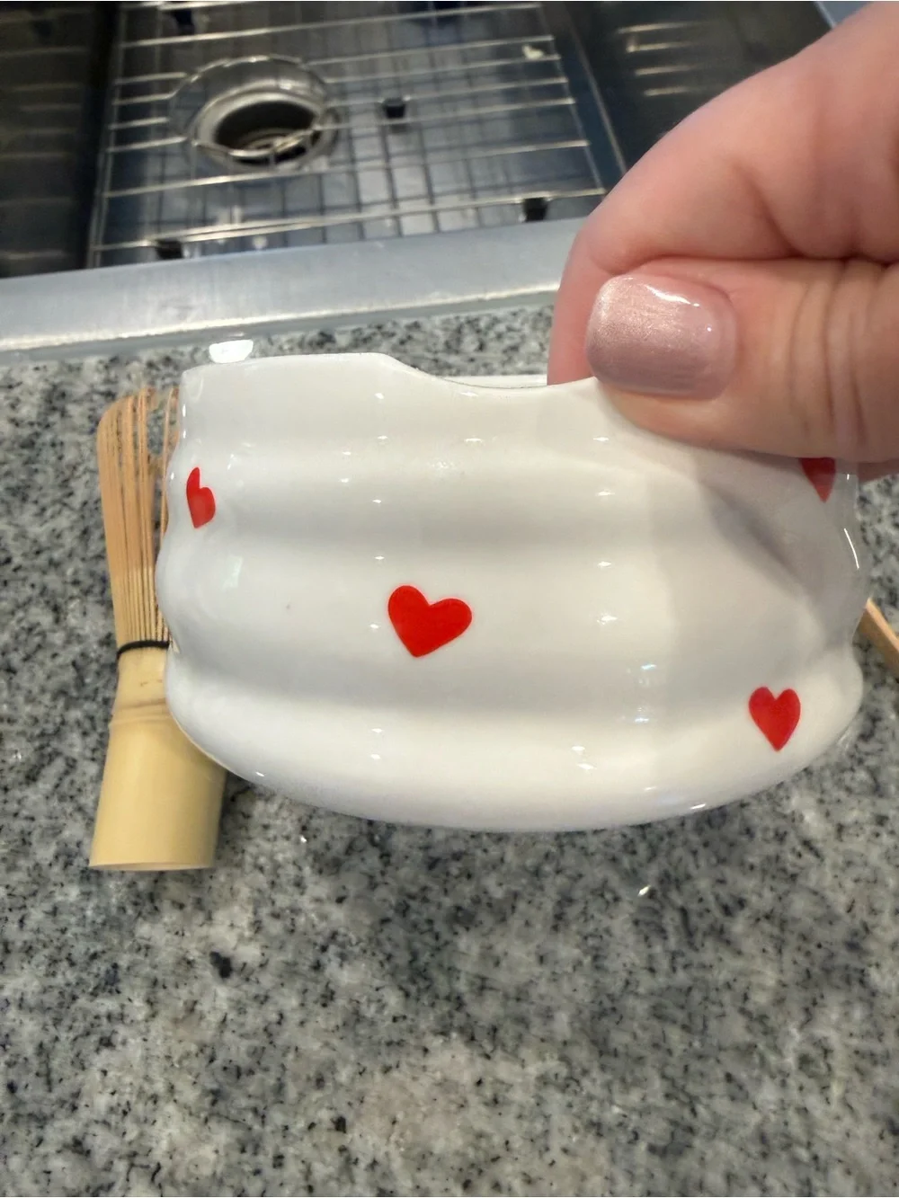 White Ceramic Mini Vase with Red Heart Accents - Home Accents tea set